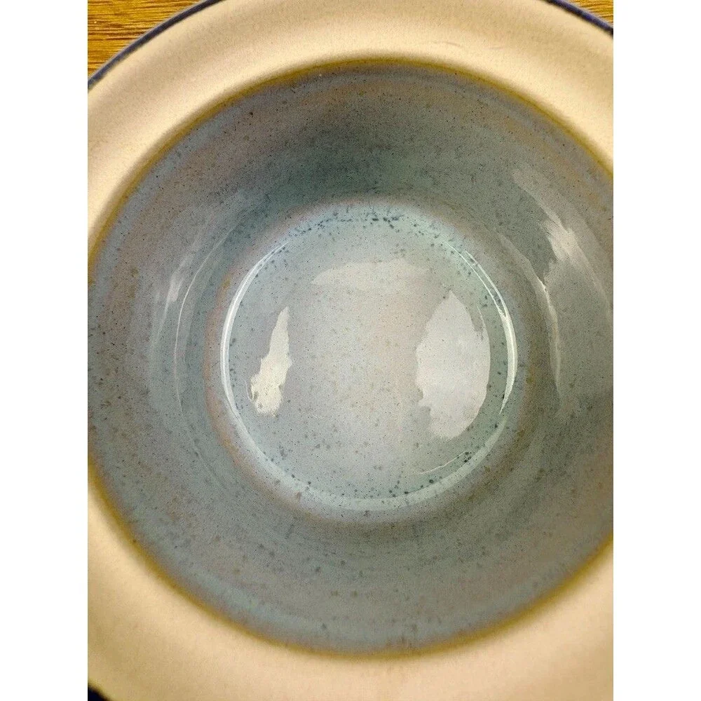 VTG Made in Portugal Stoneware Egg Cooker Vented Ceramic Pot Blue Reactive Glaze